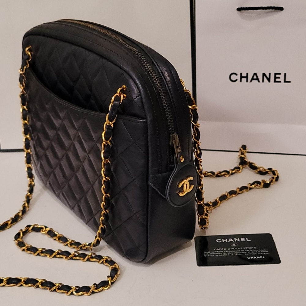 Chanel Matrasse Navy Camera Crossbody Shoulder Bag